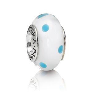 Pandora White and Blue Polka Dot Charm 790608